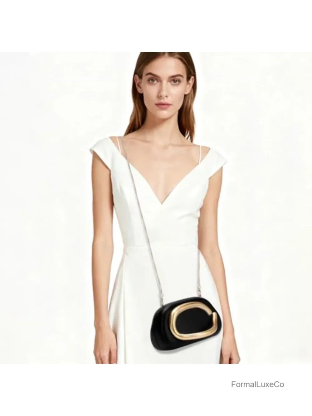 Marble Acrylic and Vegan Leather Evening Clutch Purse with Metal Handle